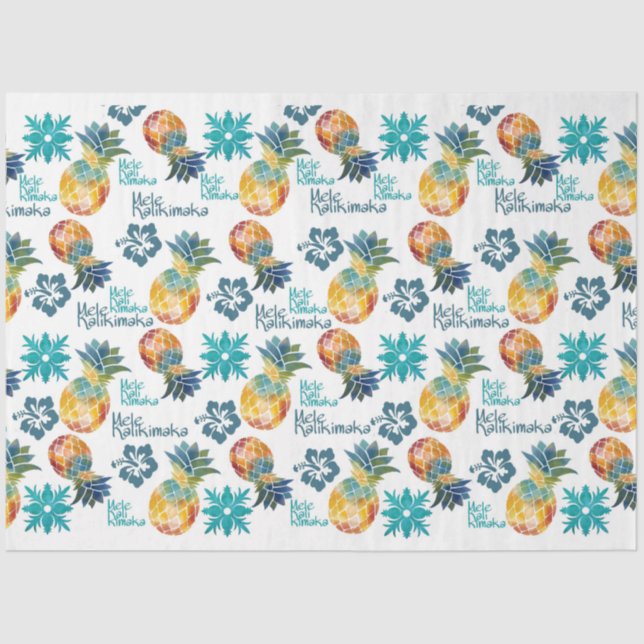 Mousseline Ananas hawaïen et papier de tissus Hibiscus (Recto)