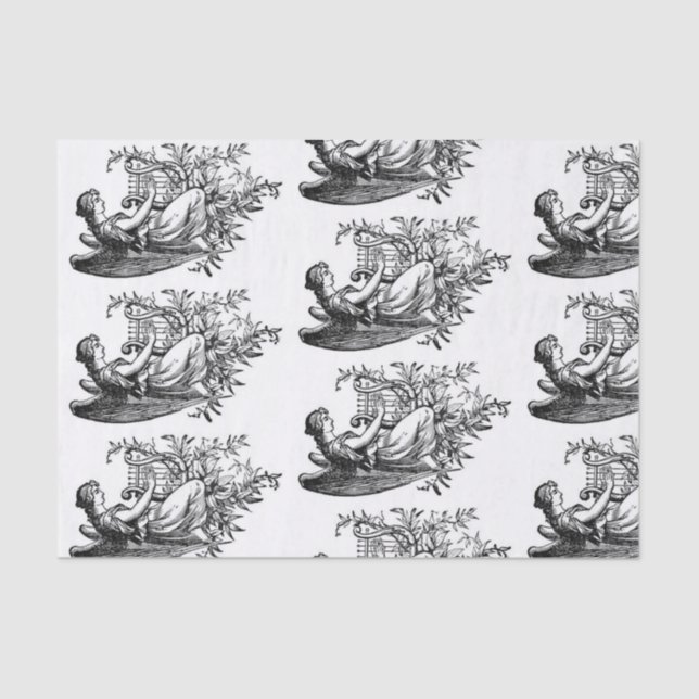 Mousseline Angel Avec Harpe Et Papier Tissu Floral (Recto)