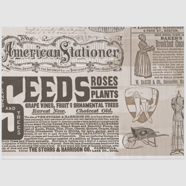 Mousseline Annonces papier vintage 20x30 Découpage (Recto)