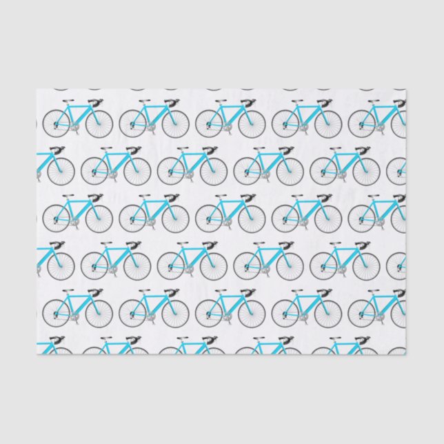 Mousseline Aqua Bicycle sur papier Tissu Blanc (Recto)