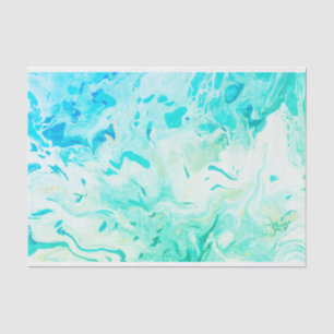 Mousseline Aqua tortille nuances de bleu vert papier de tissu