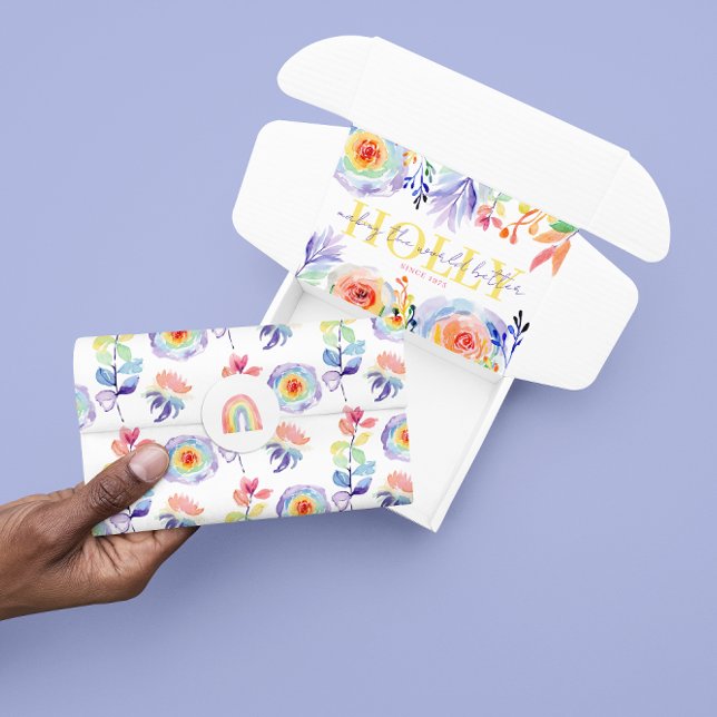 Mousseline Aquarelle arc-en-ciel papier de tissus floraux (Celebrate someone special with this watercolor rainbow floral tissue paper! Matching collection! )
