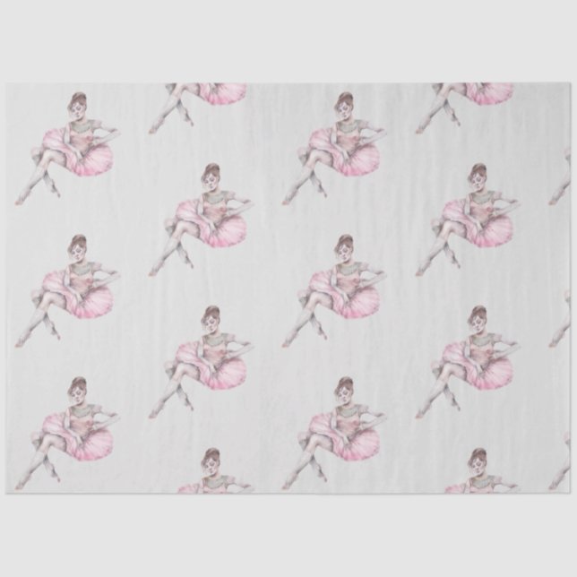 Mousseline Aquarelle Ballerina Series Design 28 Tissu Papier (Recto)