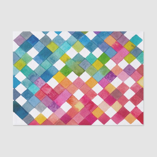 Mousseline Aquarelle Couleur Carré Art Imprimer Tissu Papier (Recto)