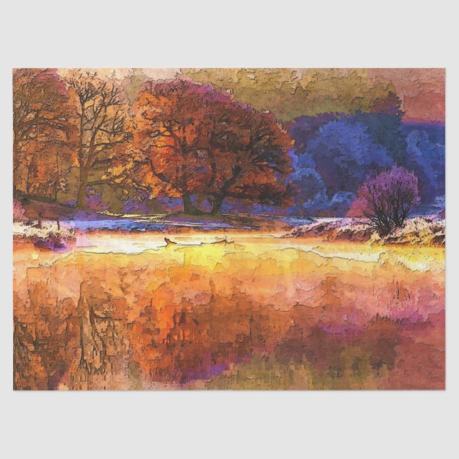 Mousseline Aquarelle forestière Automne 14 Découpage Papier p (Recto)