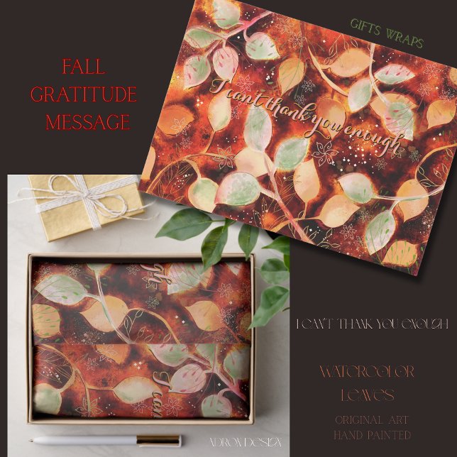 Mousseline Aquarelle Golden Feuille Gratitude Papier (Watercolor Golden Leaves Gratitude Paper)