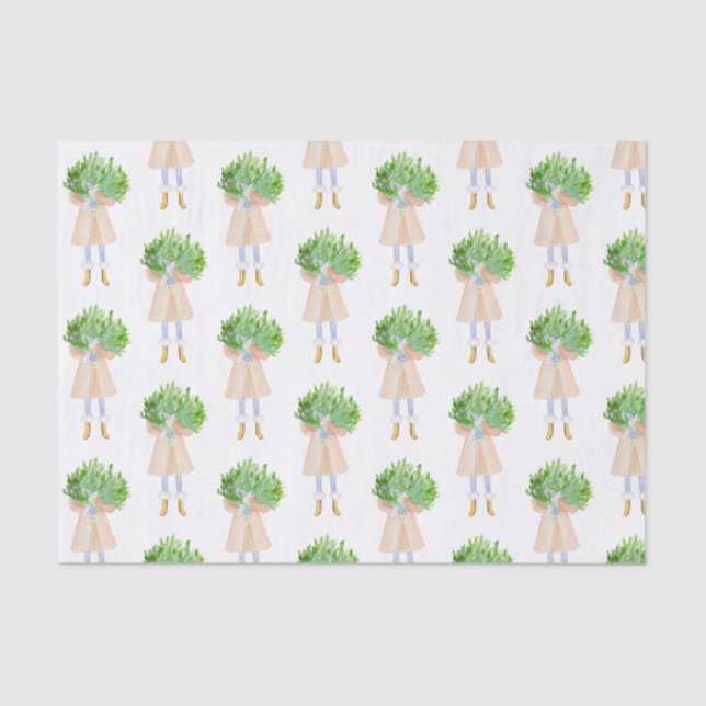 Mousseline Aquarelle Noël Fashion Girl Tissu Papier (Recto)