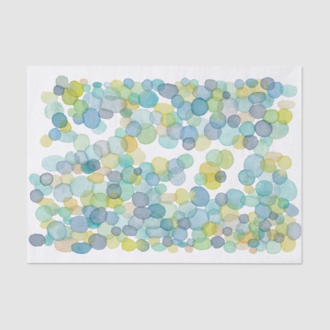 Mousseline Aquarelle Ocean Bubles Art Imprimer Tissu Papier (Recto)