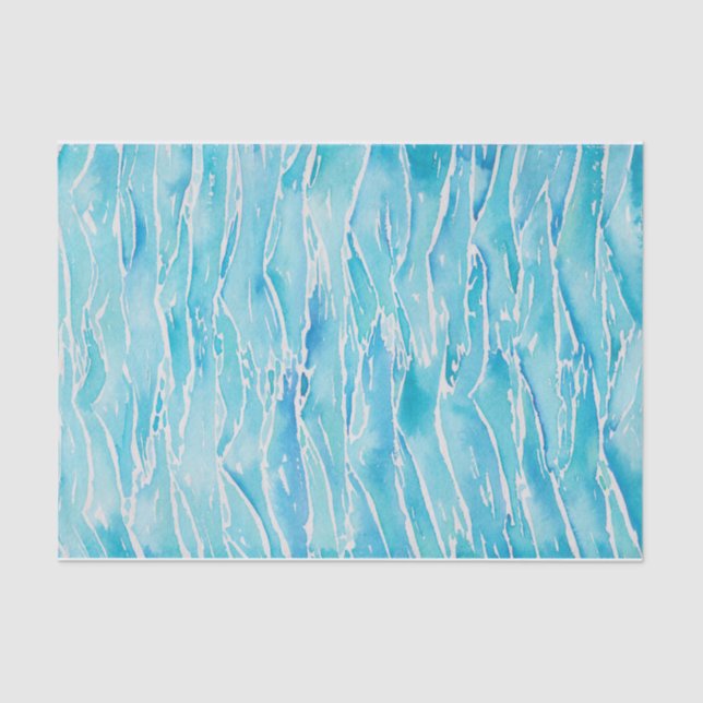Mousseline Aquarelle Ocean Waves Art Imprimer Tissu Papier (Recto)