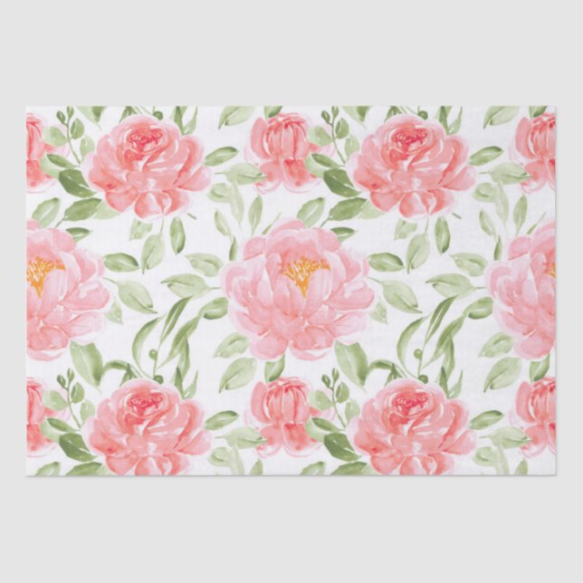 Mousseline Aquarelle Peony motif floral Papier de tissus (Recto)