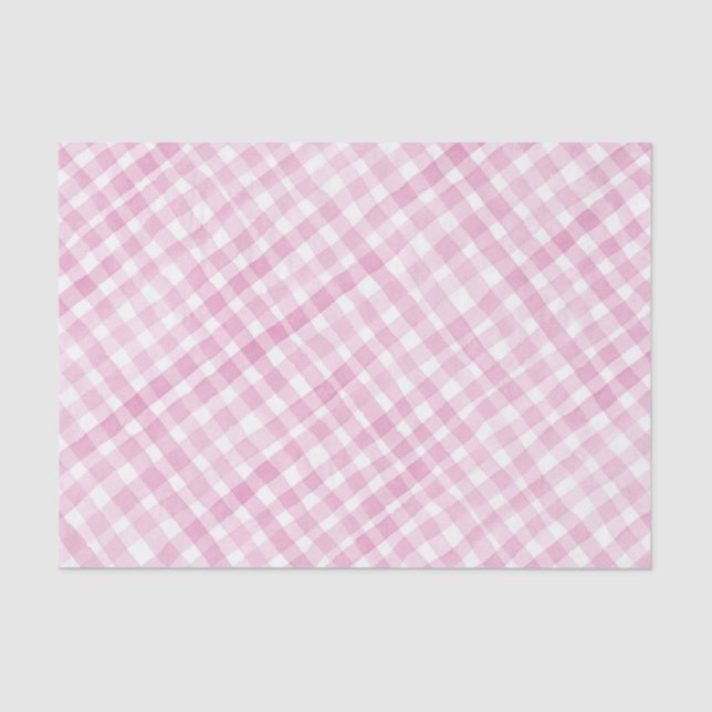 Mousseline Aquarelle rose En vichy Papier Tissu (Recto)