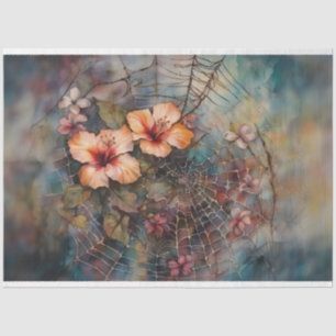 Mousseline Aquarelle Spiderweb Hibiscus papier découpage