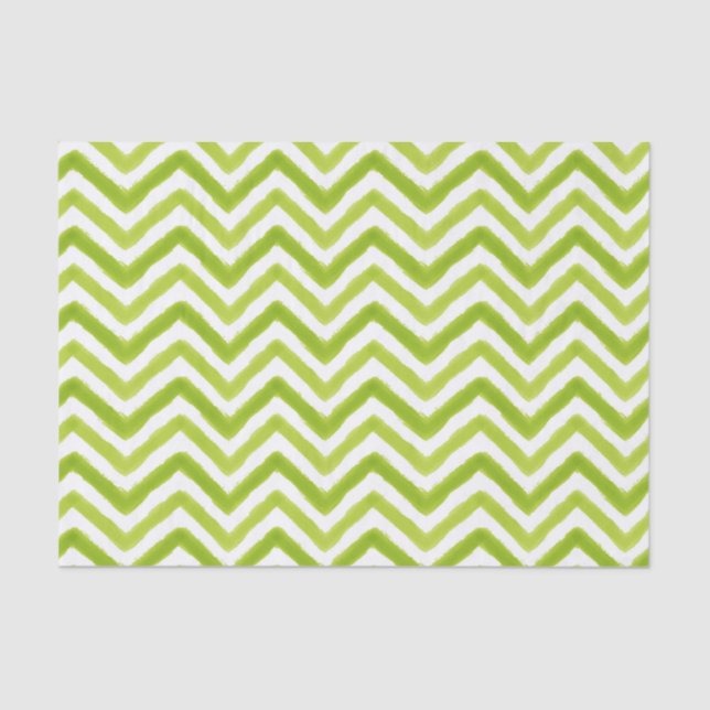 Mousseline Aquarelle verte citron vert Chevron Tissu Papier (Recto)