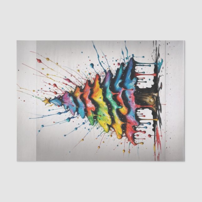 Mousseline Arbre de Noël Arbre arc-en-ciel - Papier de découp (Recto)