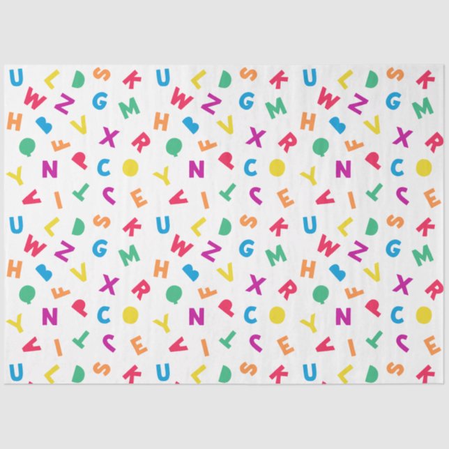 Mousseline Arc en ciel Alphabet Scramble Papier (Recto)
