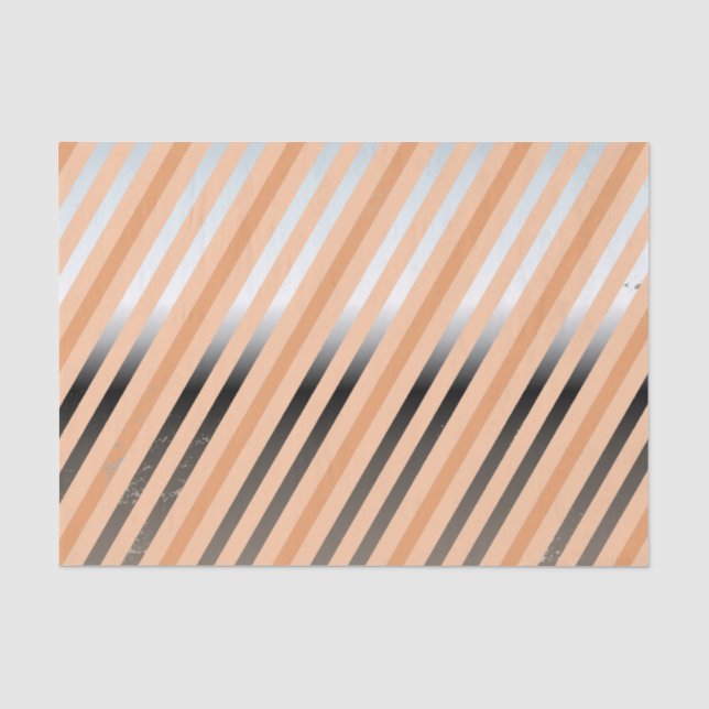 Mousseline Argent, Pêche, Corail Diagonal Papier Tissu (Recto)