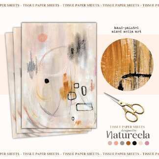 Mousseline Art abstrait neutre beige Papier de tissus