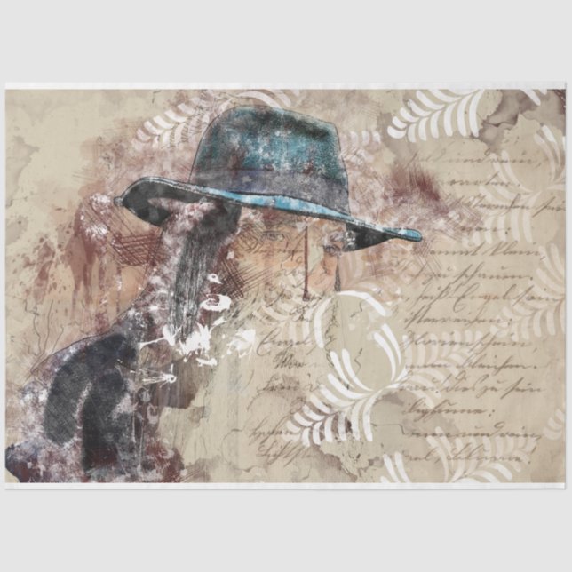 Mousseline Art Collage 11 Girl 20x30 Découpage Papier Tissu (Recto)