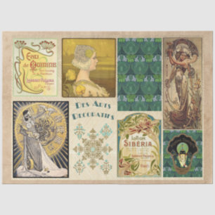 Mousseline Art Déco vintage 11 Découpage Papier de tissus