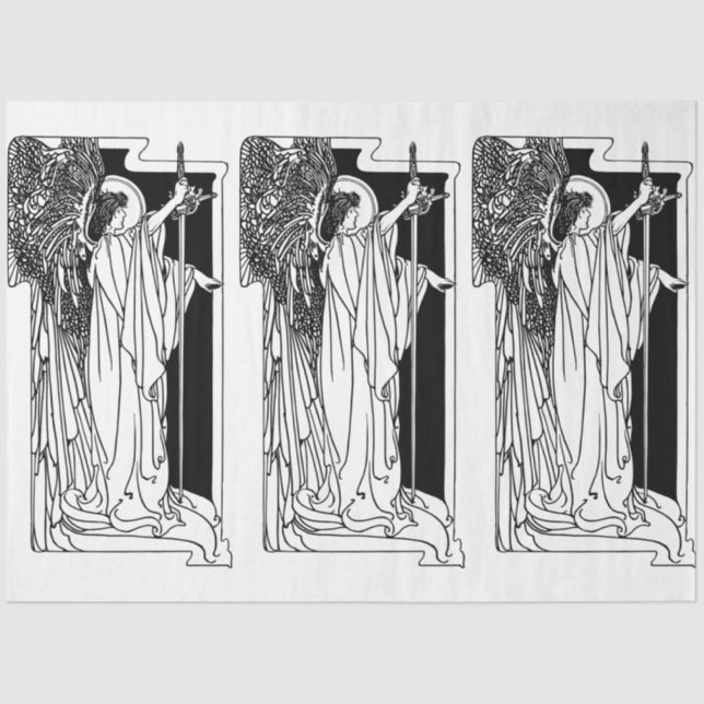 Mousseline Art Nouveau Angel 15 Découpage Papier Tissu (Recto)