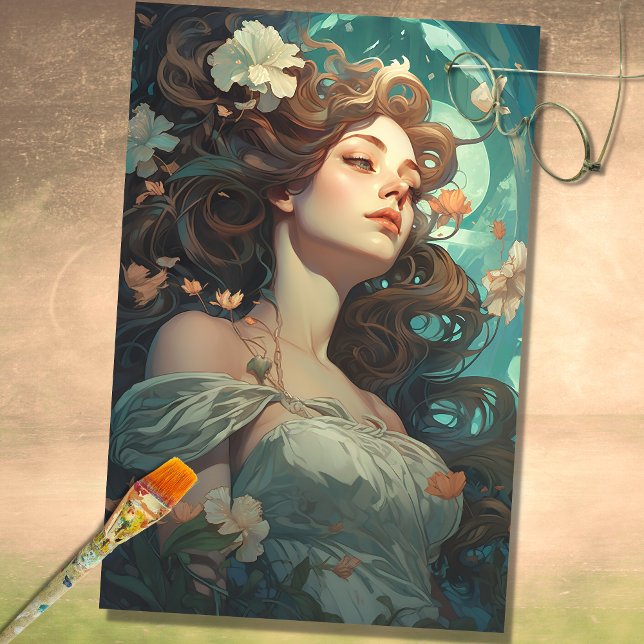 Mousseline Art Nouveau Femme 1 Découpage papier (Créateur téléchargé)