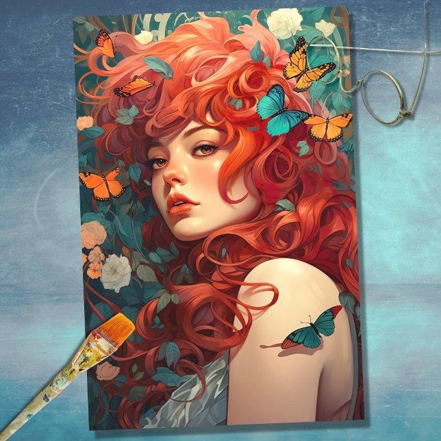 Mousseline Art Nouveau Femme 4 Découpage papier (Créateur téléchargé)