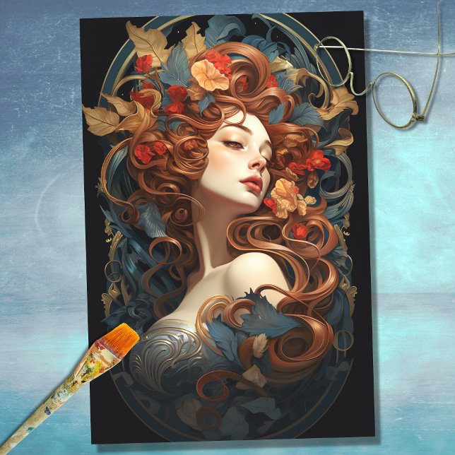 Mousseline Art Nouveau Femme 7 Découpage papier (Créateur téléchargé)