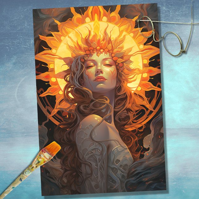 Mousseline Art Nouveau Femme comme Sun 1 Découpage papier (Créateur téléchargé)