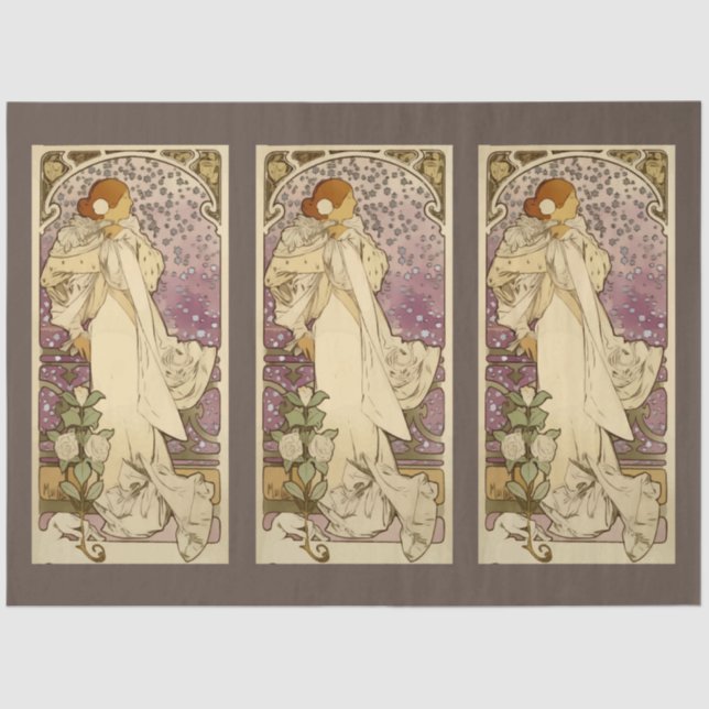 Mousseline Art Nouveau Lady 11 Découpage Papier de tissus (Recto)