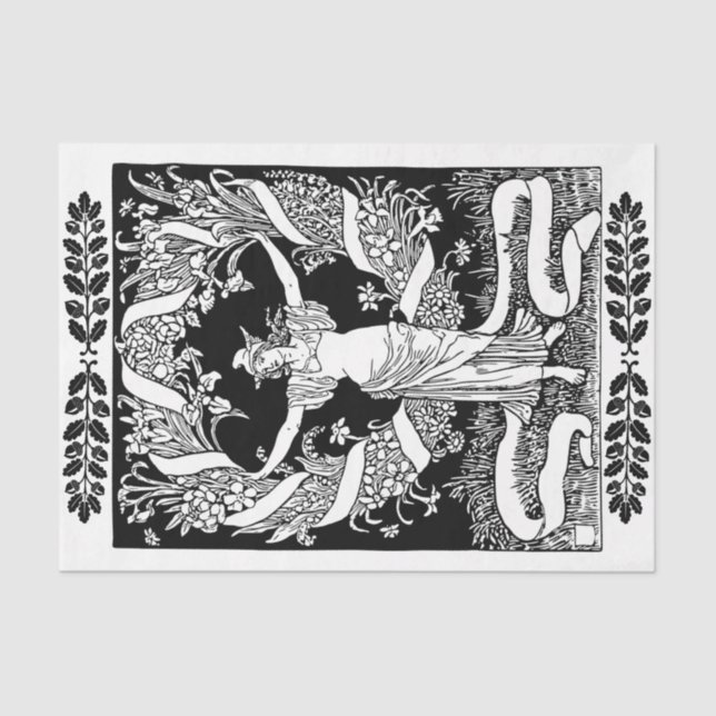 Mousseline Art Nouveau Lady 17 Découpage Tissu Papier (Recto)