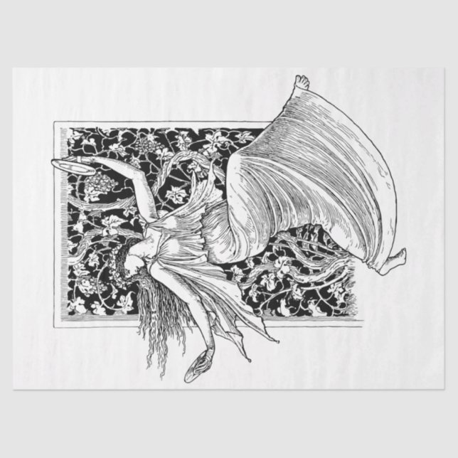 Mousseline Art Nouveau Lady 18 Découpage Tissu Papier (Recto)