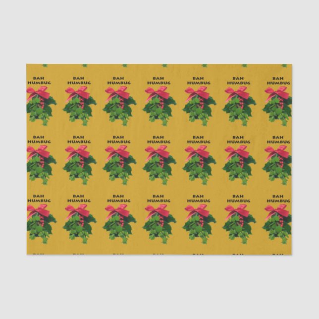Mousseline Bah Humbug Mistletoe Papier Tissu (Recto)