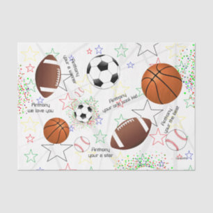 Mousseline Balles de sport avec étoiles - Tissu papier HAMbWG