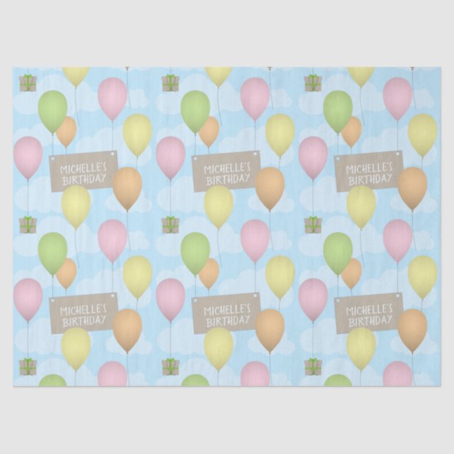 Mousseline Ballons colorés Anniversaire Motif Tissu Papier (Recto)