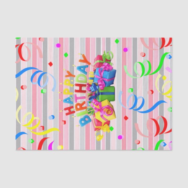 Mousseline Bande papier de tissus d'anniversaire heureux (Recto)