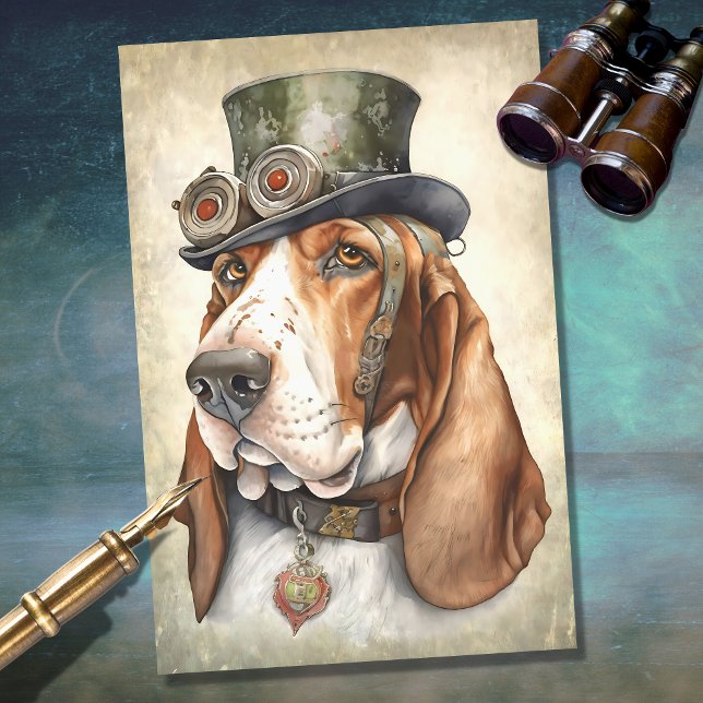 Mousseline Basset Hound Steampunk 1 papier découpage (Créateur téléchargé)