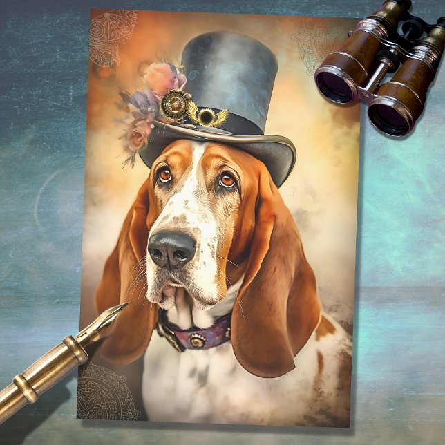 Mousseline Basset Hound Steampunk 2 Découpage papier (Créateur téléchargé)