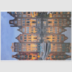 Mousseline Bâtiments urbains sur le papier de fond de décanta