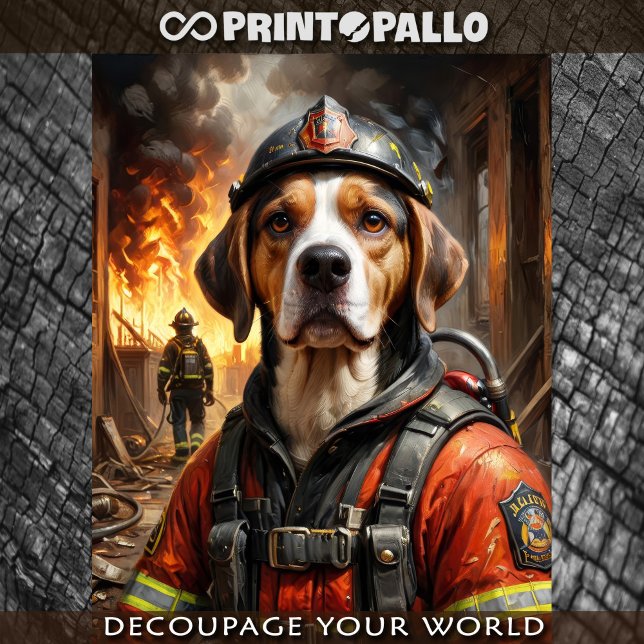 Mousseline Beagle en tant que pompier - Papier Tissu (Créateur téléchargé)
