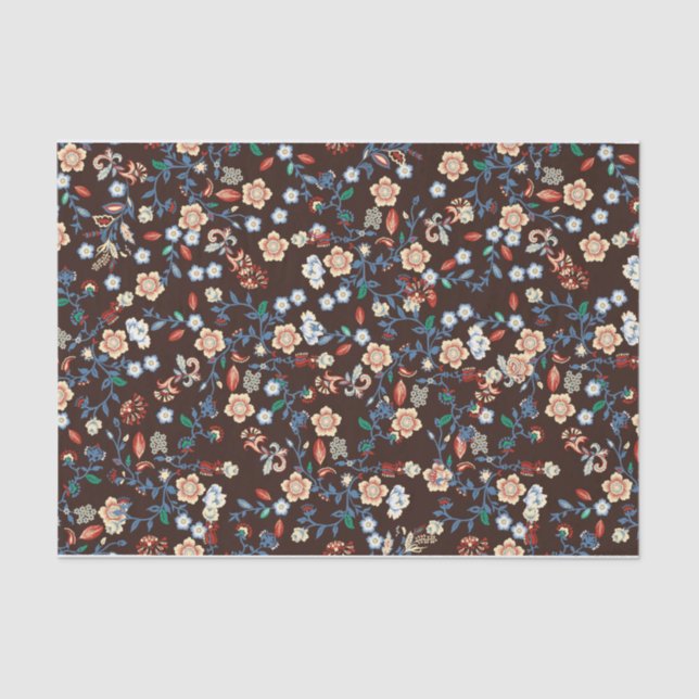 Mousseline Beau papier de tissus floraux brillants (Recto)