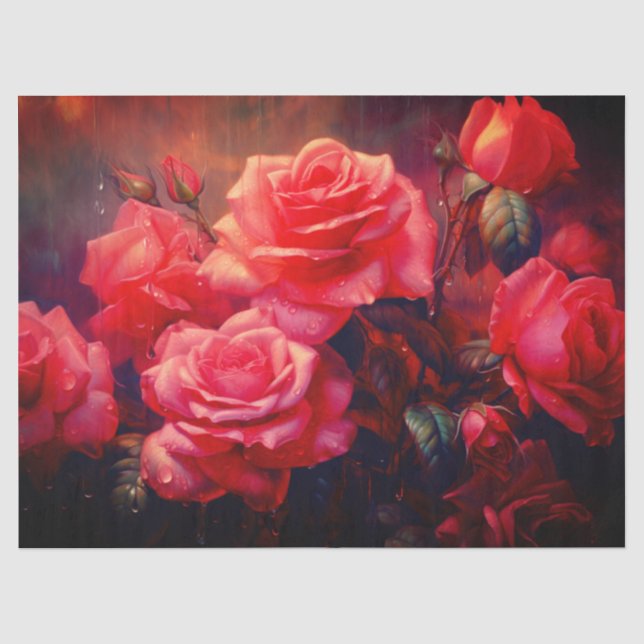 Mousseline Beau papier Rose Tissu/Découpage (Recto)