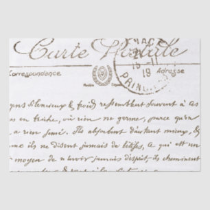 Mousseline Belle Carte Postale Français Script Tissu Papier