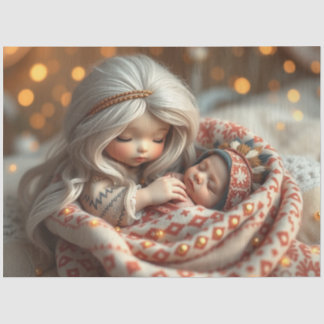 Mousseline Belle Fée et bébé Imaginaire Art Tissu Papier