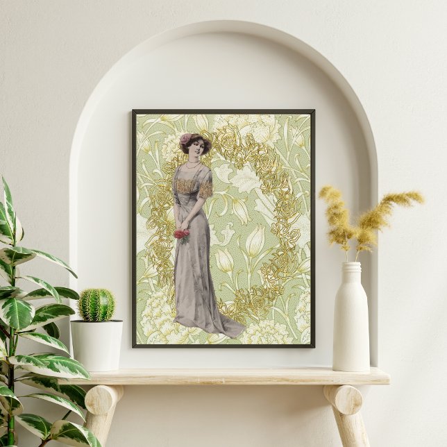 Mousseline Belle Fille et Fleurs Découpage Papier Tissu (Créateur téléchargé)