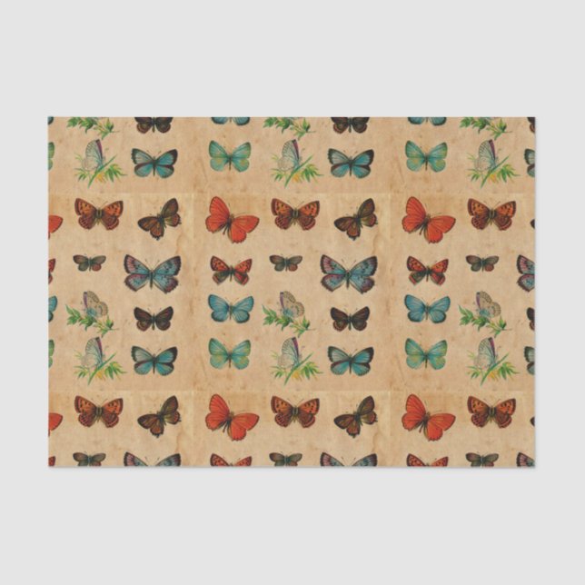 Mousseline Beurre vintage papier teint Découpage (Recto)