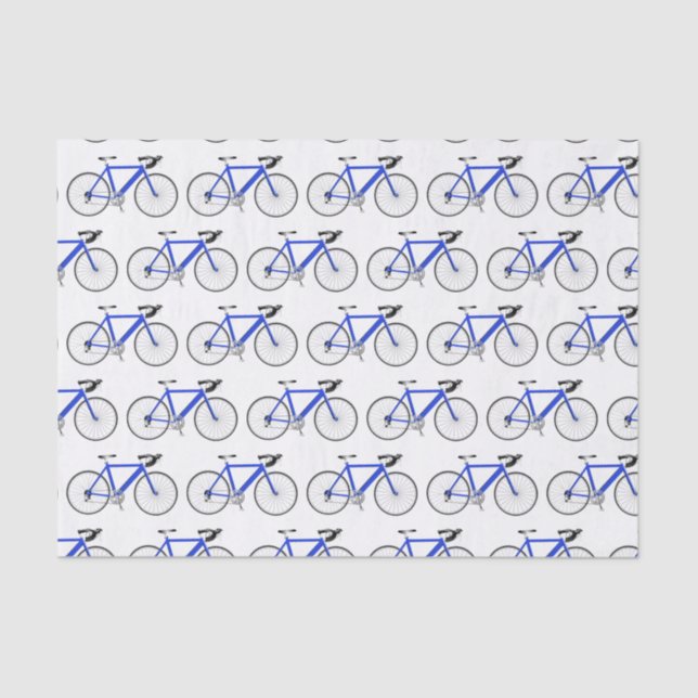 Mousseline Bicyclette bleue sur papier Tissu Blanc (Recto)