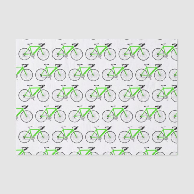 Mousseline Bicyclette verte sur papier blanc (Recto)