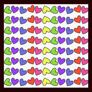 Mousseline Big Hearts in Rainbow Colors Tissus Papier