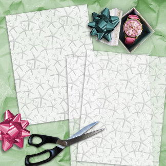 Mousseline Big Starfish Motif sur le papier Tissu Blanc
