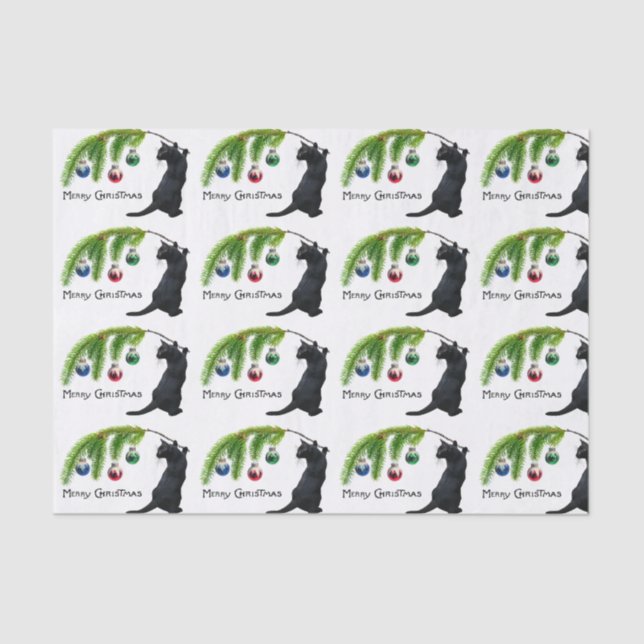 Mousseline Black Cat Swag Papier Tissu de Noël (Recto)